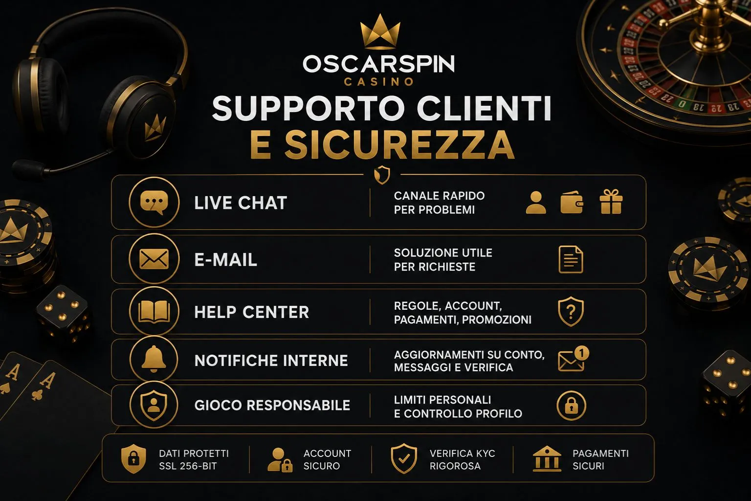 Supporto clienti e sicurezza